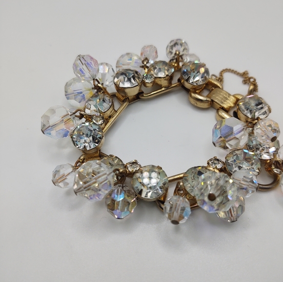 Vintage Gold Tone AB Crystal Bracelet  Statement Piece - Picture 7 of 11